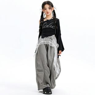 爵士舞服装女童练功服裤子长袖套装街舞女孩jazz少儿表演出潮服夏