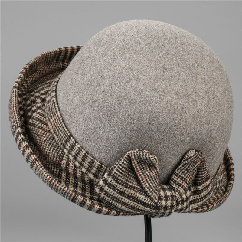 女士帽子中老年人秋冬季时尚妈妈优雅气质毛呢卷边礼帽漂亮可折叠