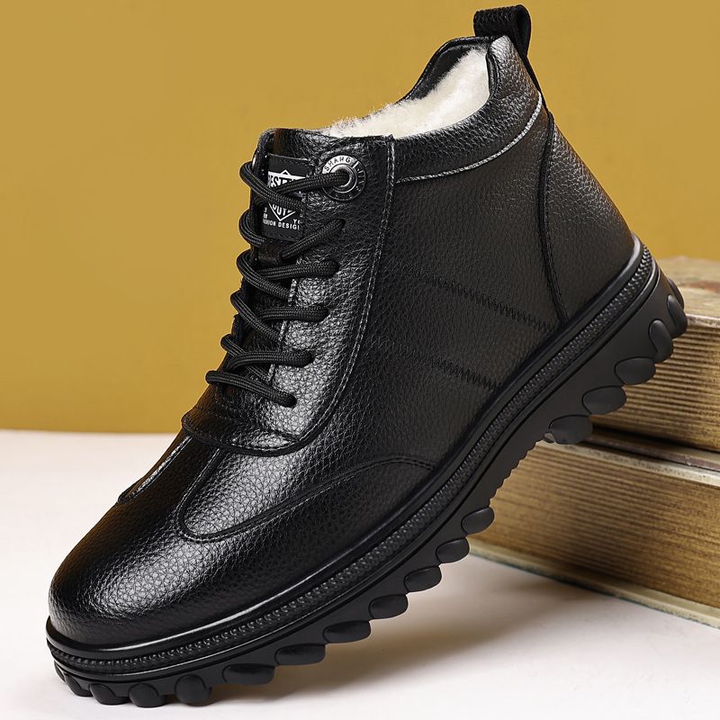 时尚大码冬季新款保暖男士棉鞋防滑休闲潮流中年高帮雪地靴子