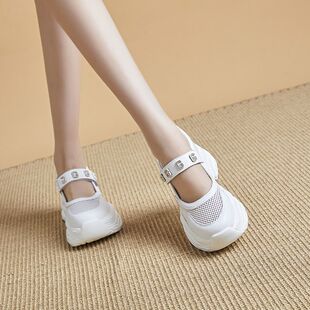 增高7凉鞋女外穿时尚2026夏季新款网红水钻坡跟百搭厚底女鞋潮