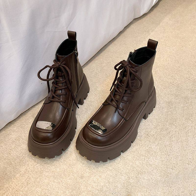 马丁靴短靴子女真皮百搭2025年秋冬新款松糕厚底系带英伦风骑士靴,女鞋,切尔西靴,淘宝优惠券,粉丝福利购,淘宝优惠卷