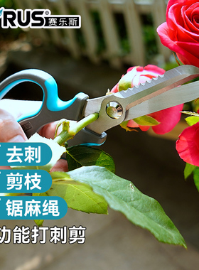 CYRUS赛乐斯多功能打刺剪刀-鲜花修剪除刺去叶插花玫瑰花店锯麻绳
