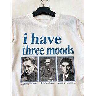 I have three moods纪念印花小众设计感纯棉短袖男女款休闲运动T