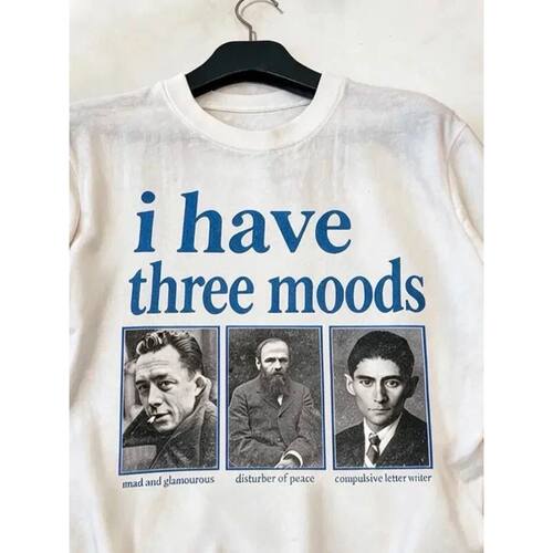 I have three moods纪念印花小众设计感纯棉短袖男女款休闲运动T