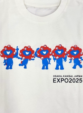 日本大阪EXPO世博会25年精神红细胞同款周边T恤男女情侣宽松衣服