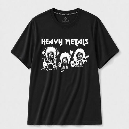 HEAVY METALS重金属化学元素短袖T恤趣味摇滚乐队印花男款纯棉