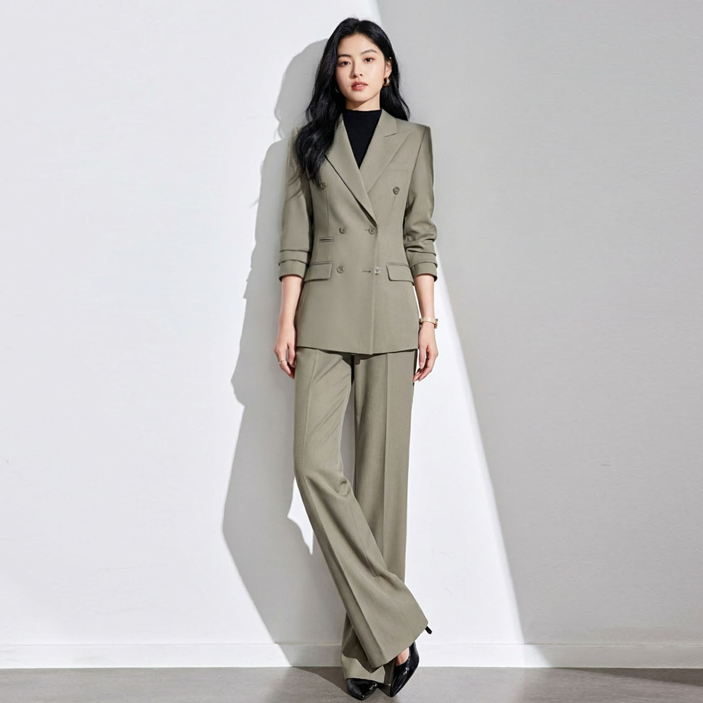 慵懒风休闲西装套装女韩版高级感设计感小众阔腿裤轻奢风西服外套
