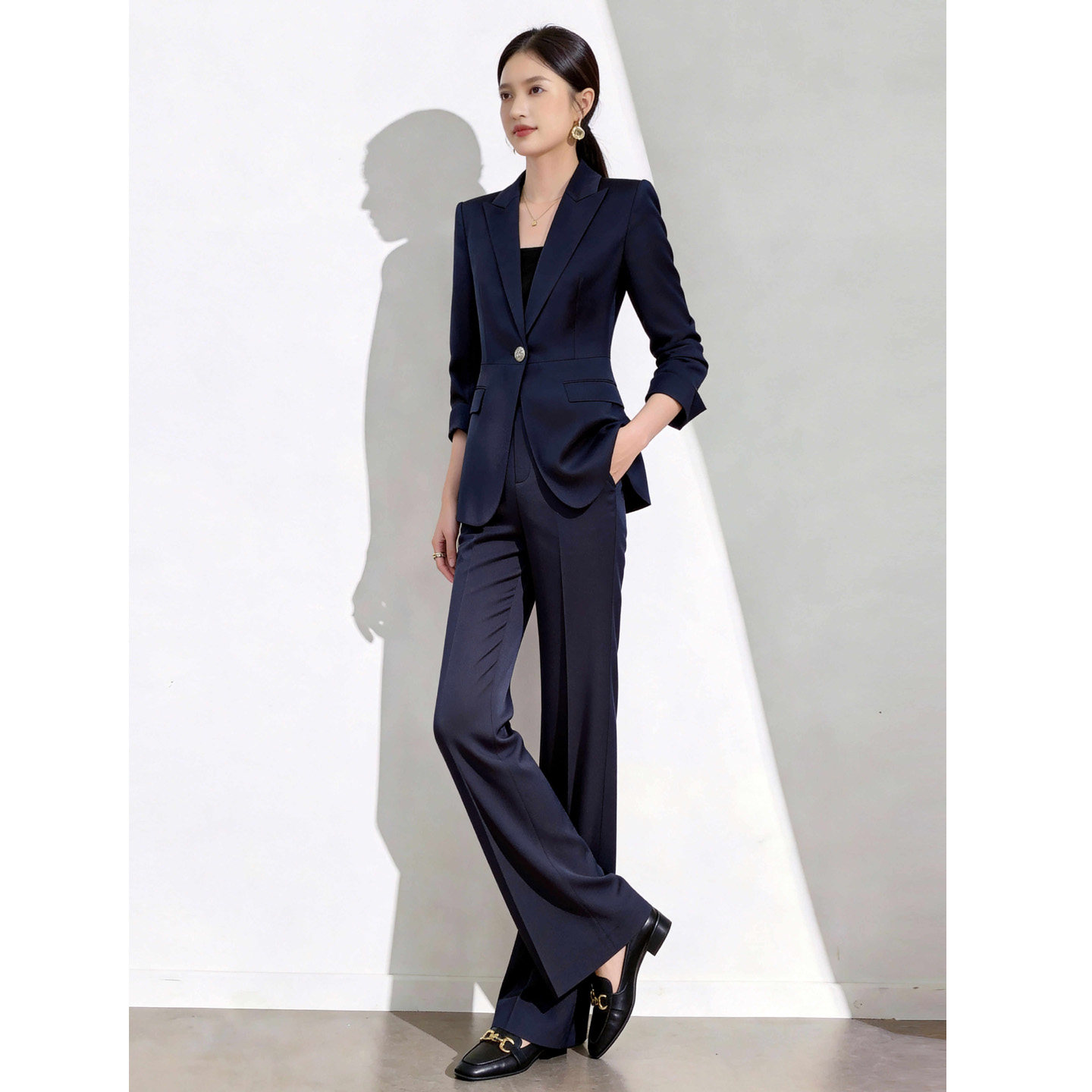 夏季西装套装女高端定制设计感职业正装九分袖薄款阔腿裤休闲西服