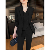 马甲西装 公务员面试工作服 大学生收腰职业正装 套装 女三件套阔腿裤