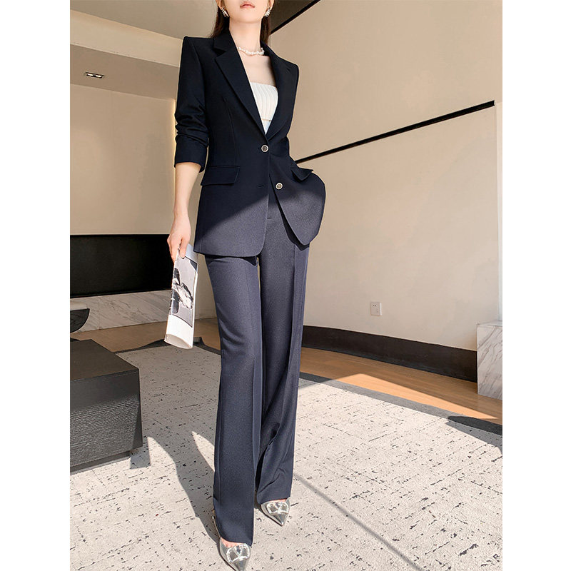 阔腿裤西装套装女2026春秋新款小个子高级感职业正装休闲西服外套