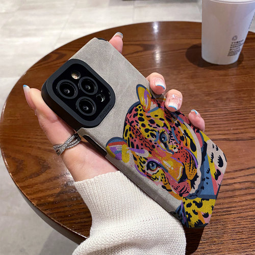 适用vivo s30手机壳s20/s19/s18/s17/s16e/s15/s12/10/pro新款s30promini防摔秋冬翻毛皮彩色油画豹子保护套