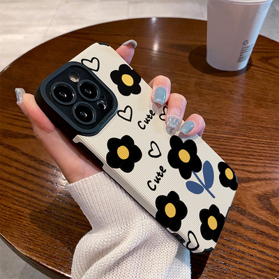 适用华为荣耀400手机壳300/200/100/90/80/70se/60/50/pro新款黑色线条爱心花朵防摔简约魔术magic7 6保护套