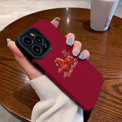 适用OPPO reno15手机壳reno14/13/12/11/10/9/8/7/6/5新款pro+硅胶皮质软防摔高级感保护套踏云归来红马驹