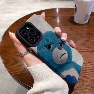 翻毛皮不高兴小熊适用苹果15 iphone14 13pro 12mini max手机壳iphoneX 18 Xsmax 16plus   XR保护套硅胶软壳