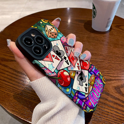潮流创意彩色扑克牌适用vivo x90 60 x70 x80 x50 pro手机壳x27 x20 x23幻彩版 x80proplus保护套硅胶软壳男