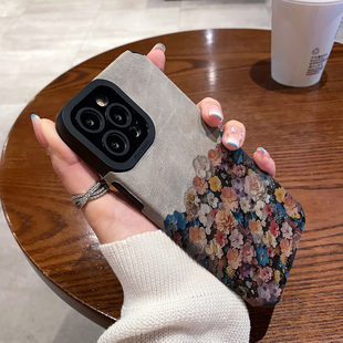 s15e s30 s10 适用vivo s7新款 s16 pro硅胶皮质s9 翻毛皮艺术油画彩色花朵s16pro防摔s30保护套 s19手机壳s17