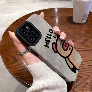 适用vivo iqoo neo9手机壳iqoo11新款10防摔neo8/7竞速版硅胶6se/5活力z9turbo软z7翻毛皮英文哈喽小猪保护套