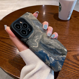 个性灰蓝大理石适用华为mate 50 40 80 40e pro手机壳P50 p80 p40皮纹新款全包高级硅胶简约保护套软壳潮男女