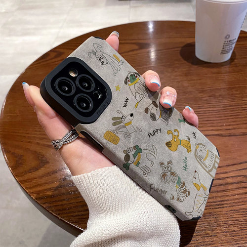 适用华为荣耀600 500 400 300 200 100 90 80 70se 60 50 pro手机壳新款翻毛皮英文线条狗狗magic8/7软保护套