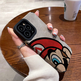翻毛皮日韩适用苹果15 iphone14 13pro 12mini max手机壳iphoneX 18 Xsmax 16plus   XR保护套硅胶半脸马里奥
