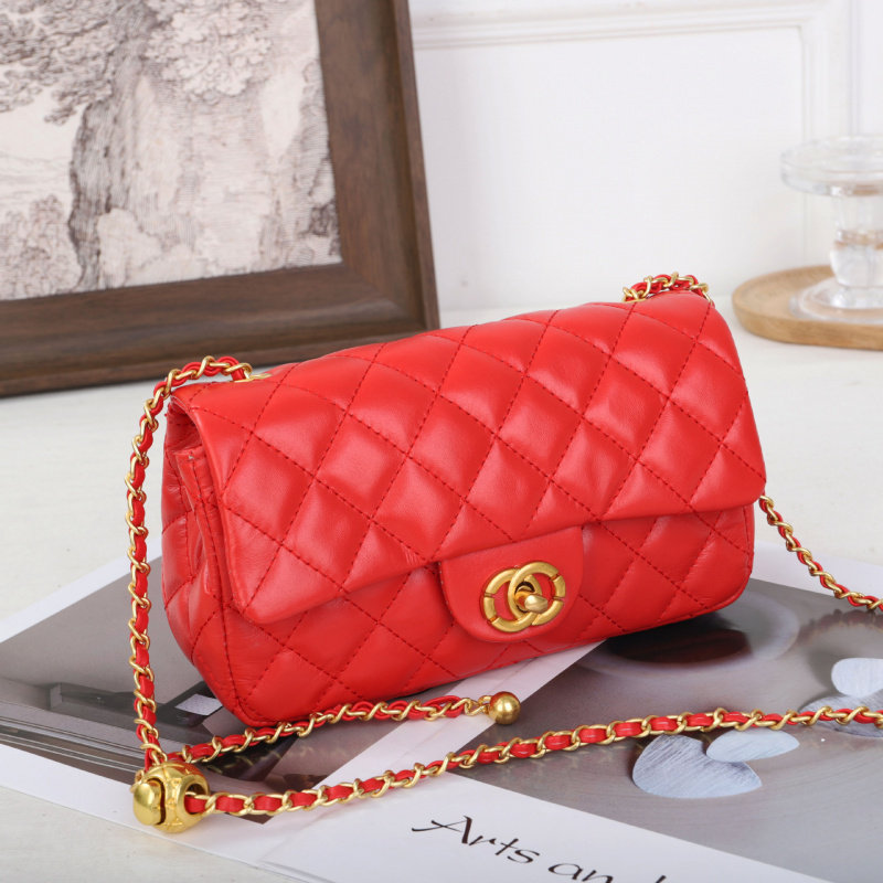 头层牛皮女士包袋长款气质时尚软皮小金球小香风格纹链条菱格真皮