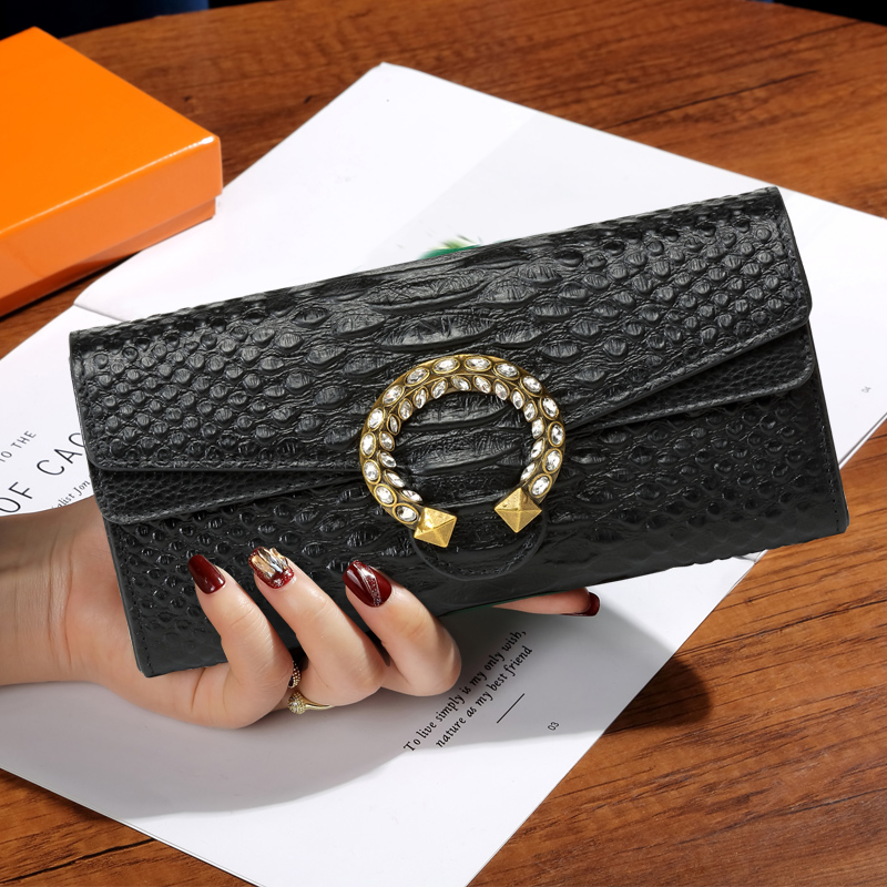 真皮时尚手拿钱包镶钻