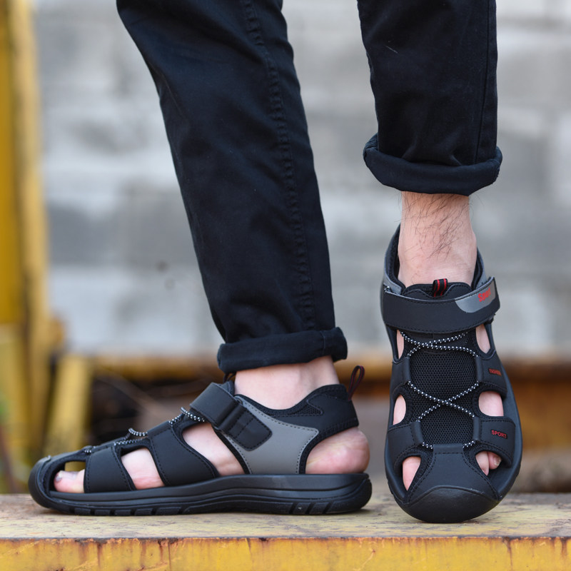 户外包头凉鞋男款学生运动防滑休闲鞋2019新款夏季软底男士沙滩鞋在类目 流行男鞋, 凉鞋中 - 来自Buy2taobao.com提供专业的淘宝代购服务