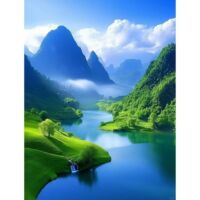 山水风景自粘贴画蓝天白云青山绿水卧室客厅办公室宿舍墙贴装饰画