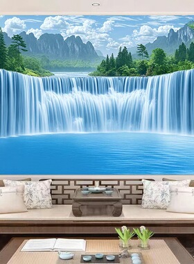 流水生财自粘画客厅沙发背景墙装饰画卧室床头贴画餐厅防水墙贴画