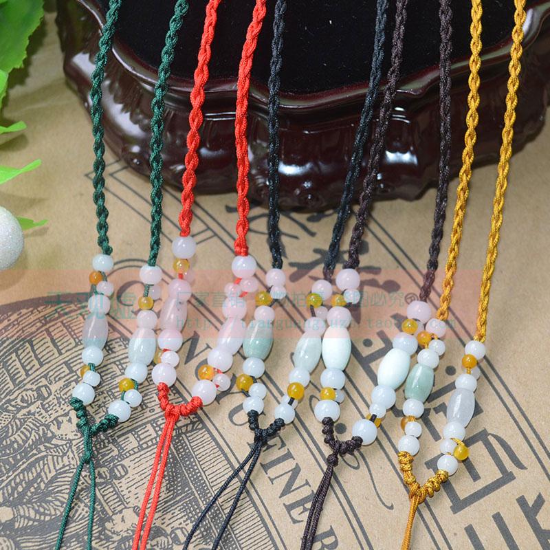 新款高档手工编制A货翡翠玉石吊坠挂绳玉佩玉器项链绳伸缩款厂家