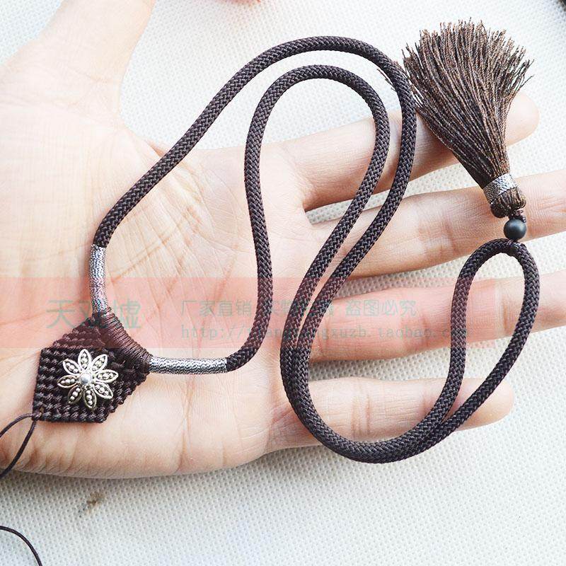 原创 新品diy手工编织结藏银花高档缠银线背云流苏挂绳大气翡翠绳