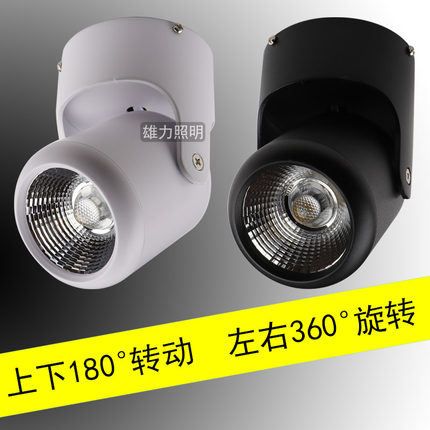 明装射灯聚光万向天花灯led单灯背景墙灯墙壁照画灯cob吸顶式射灯