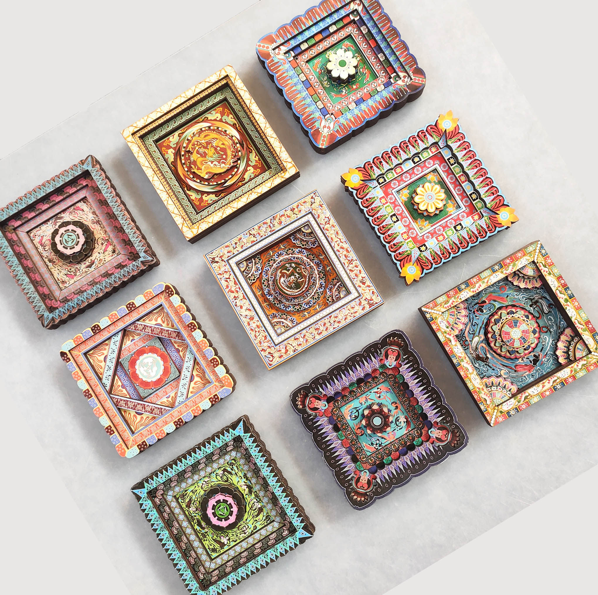 敦煌冰箱贴五层加厚木质藻井系列磁吸文创伴手礼莫高窟旅游纪念品