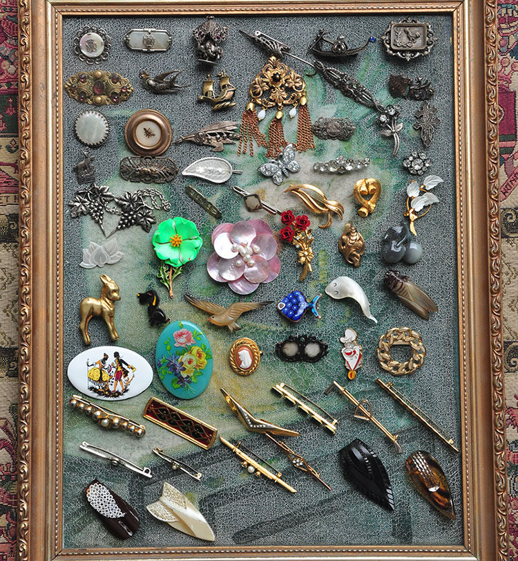 vintage欧洲古董市集淘回古典天然贝壳天使浮雕珍珠雕刻彩漆胸针h