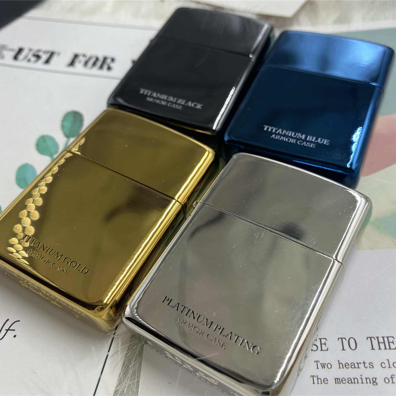 左左ZIPPO正品芝宝防风打火机 日版盔甲机银金蓝黑冰镀钛简约男士