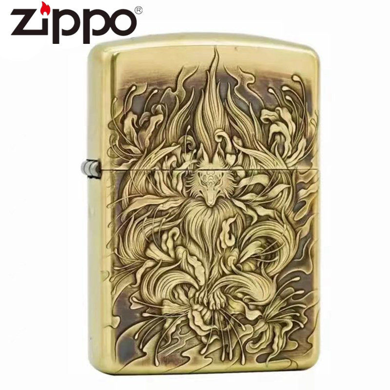 正品Zippo防风打火机蝎子九尾狐纯铜3D浮雕刻男情人送礼个性定制Z