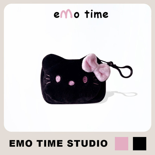 emo黑暗凯特猫零钱袋个性钥匙扣挂件收纳包小众情侣包包配饰