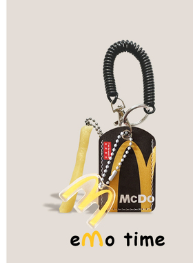 emo原创M记麦门黑金门禁卡套钥匙扣情侣挂件百搭包包配饰男女礼物