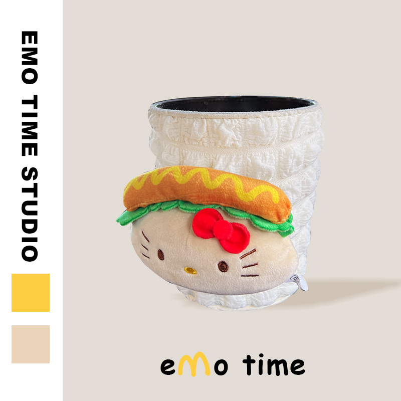 emo 热狗凯特猫车载垃圾桶挂式可爱汽车座椅悬挂车内收纳储物桶