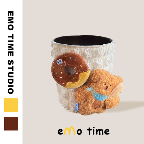 emo 原创面包熊车载垃圾桶挂式可爱汽车座椅悬挂车内收纳储物桶
