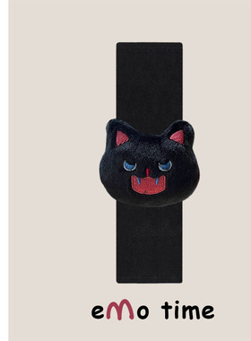 emo 可爱路怒症小黑猫汽车安全带肩套车载防勒护肩车内饰品男女款