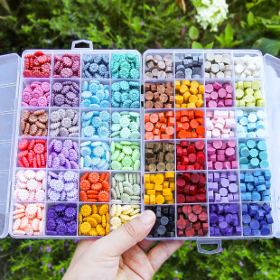 复古火漆印章蜡粒便宜新手全套套装 火漆蜡模具珠光色昂章章头配件蜡烛小工具火气火星印章混色火漆蜡粒收纳盒