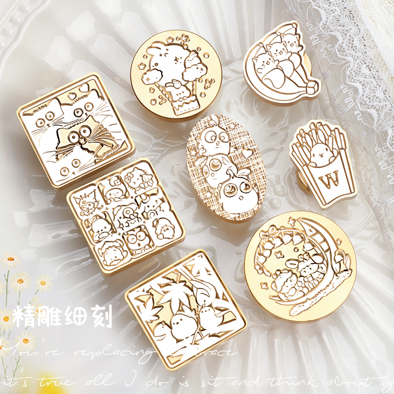 原创可爱萌物火漆印章铜头