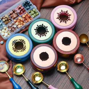 火漆小熔炉复古实木印章炉子火漆勺子蜡粒融化配件香薰加热小白蜡烛火漆印章套装全套