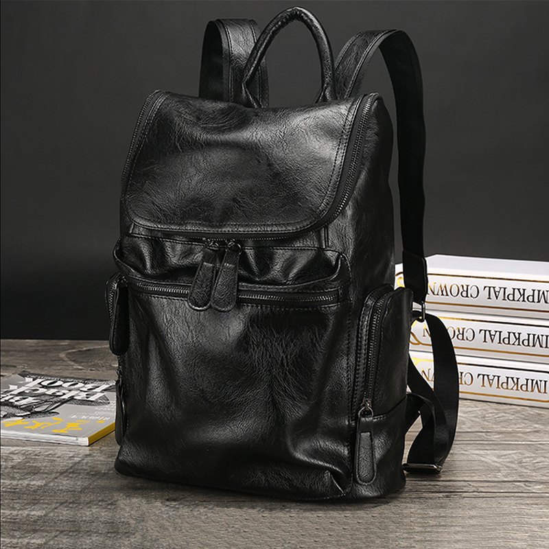 新款头层牛皮商务中年男士双肩包