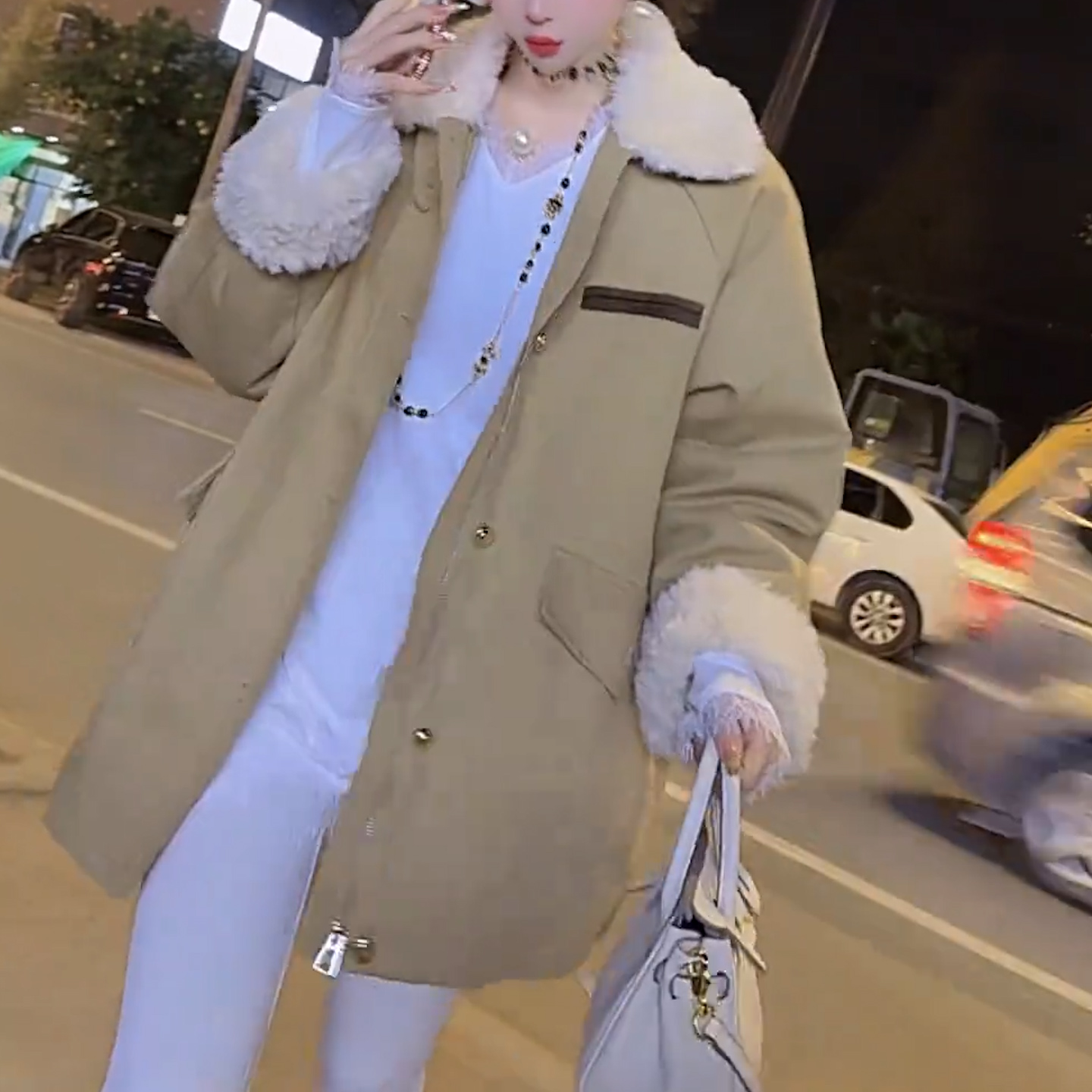 冬季新款羊羔毛派克服女中长款