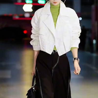 冬季加厚拼接设计感棉服外套