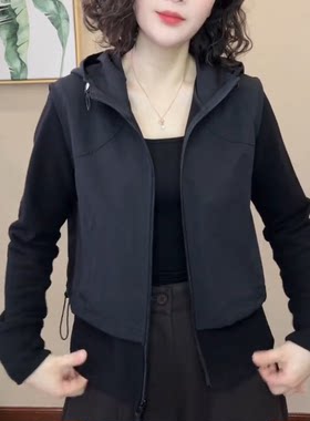 简约连帽假两件修身显瘦女外套