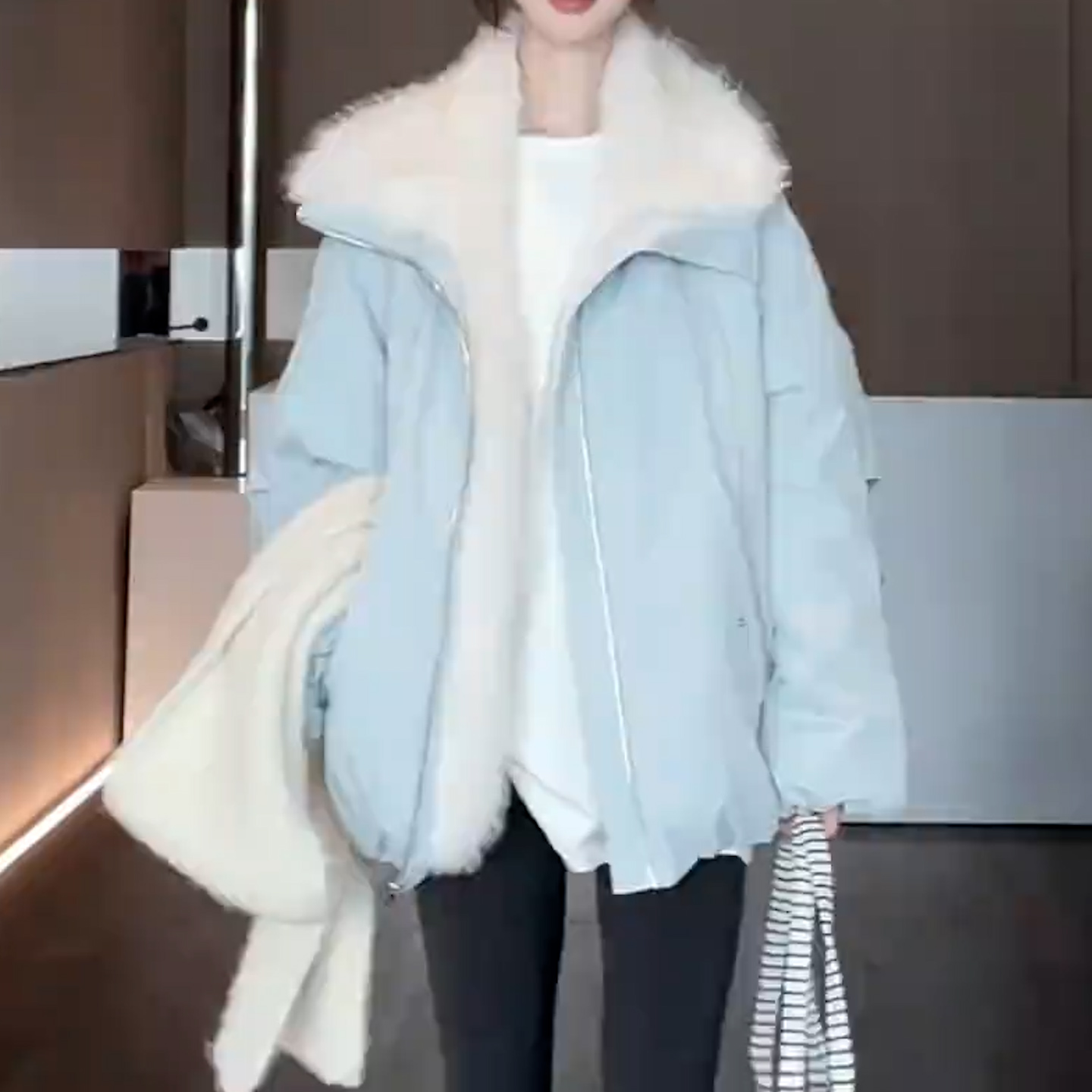 慵懒风保暖毛绒外套环保毛毛上衣