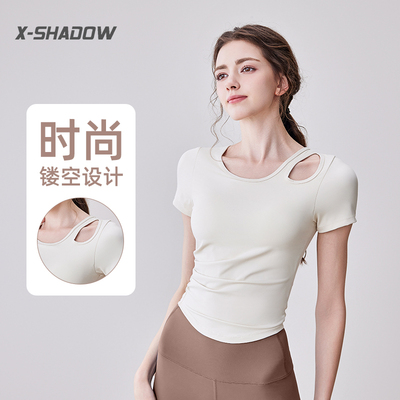 健身衣女2025新款带胸垫短袖修身高级感运动上衣普拉提瑜伽服套装